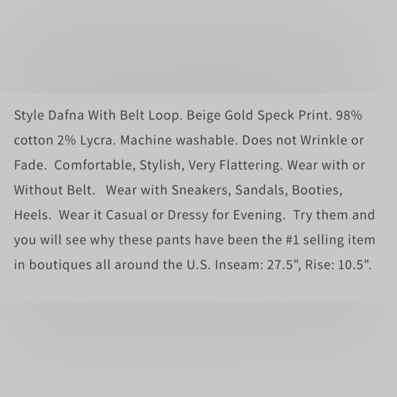 NEW Bevy Flog Dafna Beige/Gold Speck Sold Out Pull Out Straight Pants Size 27 - Picture 6 of 11